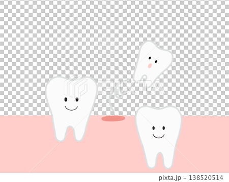 子供の歯の生え変わり 乳歯が抜けた状態のイラスト 138520514