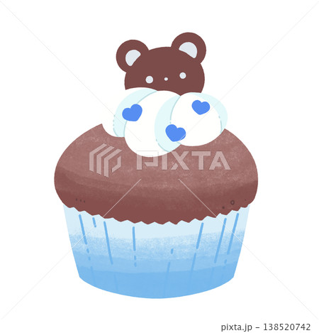 青いくまのチョコカップケーキ 138520742