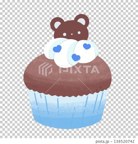 青いくまのチョコカップケーキ 138520742