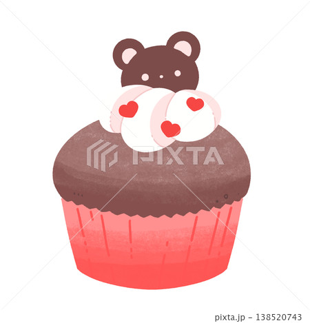 赤いくまのチョコカップケーキ 138520743
