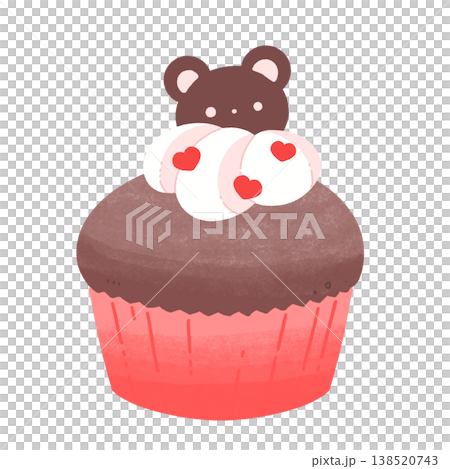 赤いくまのチョコカップケーキ 138520743