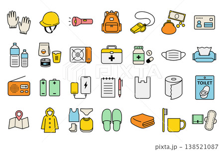 防災アイコンセット_ベクターイラスト 138521087