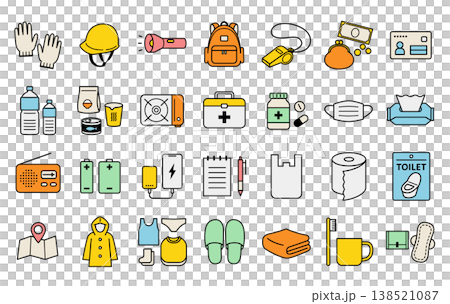 防災アイコンセット_ベクターイラスト 138521087