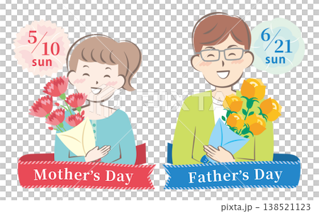 【2026年】母の日と父の日の見出しイラスト 【2026年】母の日と父の日の見出しイラスト 138521123