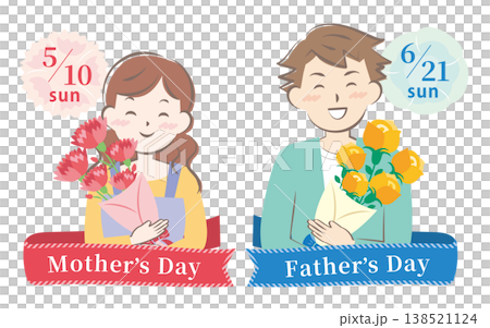 【2026年】母の日と父の日の見出しイラスト	 138521124