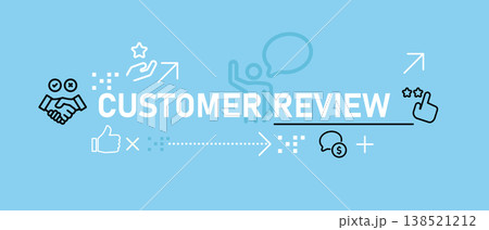 Customer review and feedback concept banner icons of star ratings thumbs up speech bubbles client satisfaction user experience reputation testimonials for product services Customer review and feedback concept banner icons of star ratings thumbs up speech bubbles client satisfaction user experience reputation testimonials for product services 138521212