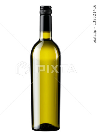 A green glass wine bottle isolated on white background, concept of packaging. Clean beverage concept A green glass wine bottle isolated on white background, concept of packaging. Clean beverage concept 138521416