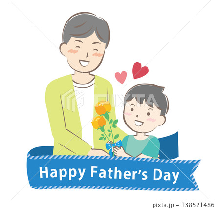 父の日にバラの花を渡す男の子	　タイトル 138521486