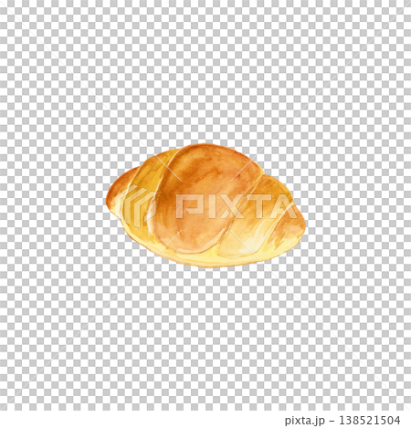 手描き水彩のバターロール1個イラスト シンプルでやさしいパン素材 138521504