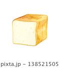 手描き水彩の食パン1斤イラスト シンプルでやさしいパン素材 138521505