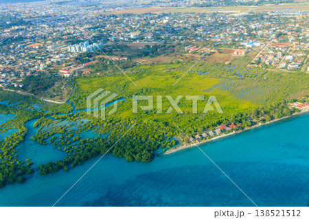 Aerial view of tropical island Zanzibar in the Indian ocean in Tanzania, East Africa 138521512
