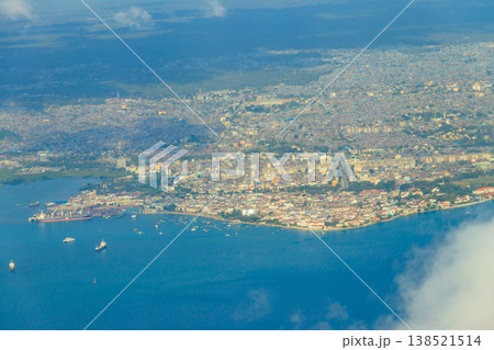 Aerial view of tropical island Zanzibar in the Indian ocean in Tanzania, East Africa 138521514