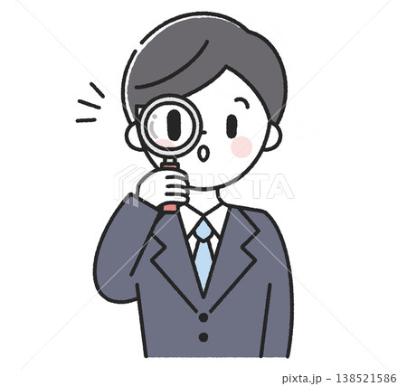 虫眼鏡を覗く男性社員 138521586