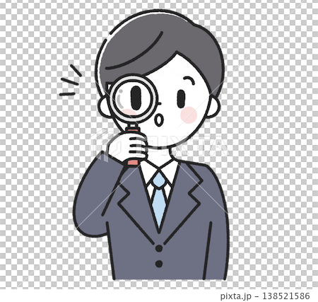 虫眼鏡を覗く男性社員 138521586