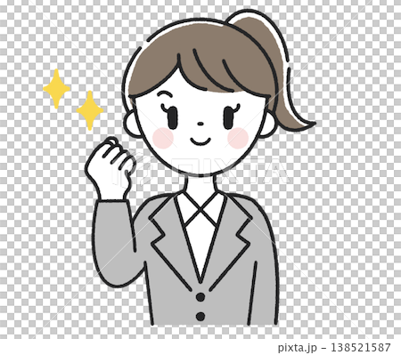 ガッツポーズをする女性社員 138521587
