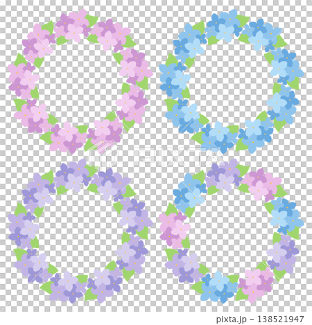 紫陽花のフレームイラストセット 紫陽花のフレームイラストセット 138521947