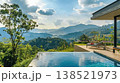 Breathtaking View from Modern Villa Overlooking Scenic Mountain Range 138521973