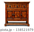 Traditional Wooden Chest with Intricate Floral Inlays and Drawers 138521979