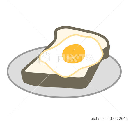 目玉焼きを乗せた食パンのイラスト 138522645