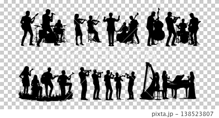 音楽バンド・演奏シルエット9点セット 138523807