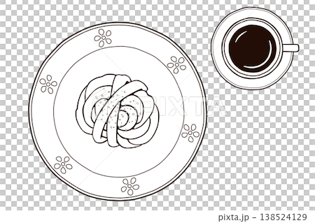 カルダモンロールと紅茶の北欧フィーカセット(線画) カルダモンロールと紅茶の北欧フィーカセット(線画) 138524129