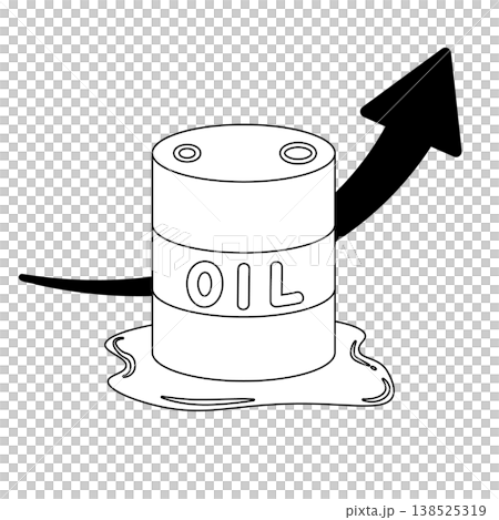 油桶和向上箭頭的線條畫。 油桶和向上箭頭的線條畫。 138525319