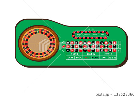 Roulette wheel whit chips off differend colors 138525360