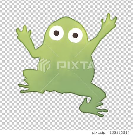緑のカエルのイラスト 水彩風 透過PNG 138525814