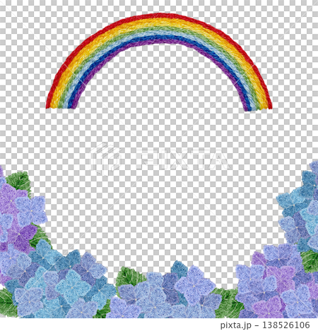 【繡球花與彩虹邊框】手工刺繡插畫材質 【繡球花與彩虹邊框】手工刺繡插畫材質 138526106