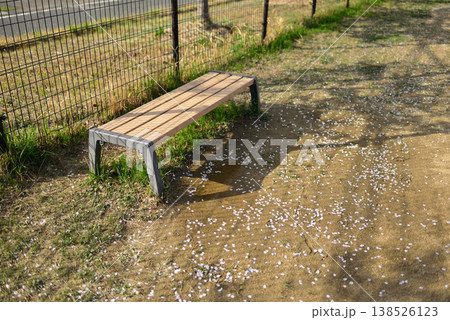 公園のベンチと桜 138526123