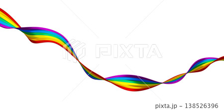 Rainbow flag ribbon flowing for LGBTQ pride month banner isolated on white background with copy space 3D render 138526396