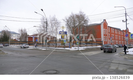March 22 2026 Barnaul Russia Barnaul Law Institute former Higher Military Aviation School of Pilots covered in snow cold early spring cityscape urban architecture and winter atmosphere. March 22 2026 Barnaul Russia Barnaul Law Institute former Higher Military Aviation School of Pilots covered in snow cold early spring cityscape urban architecture and winter atmosphere. 138526839