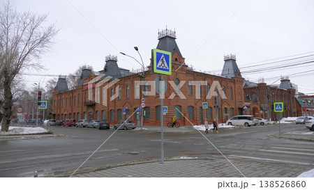 March 22 2026 Barnaul Russia Krasny Department Store early 20th century architectural monument covered in snow cold early spring cityscape urban architecture and winter atmosphere. 138526860
