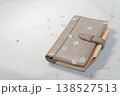 桜の花びらと手帳 広い余白のある新生活イメージ 138527513