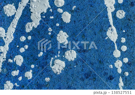 Abstract pattern splashes of white blue paint background old metal texture wall background 138527551