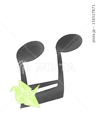 折り鶴の付いた音符 138527671