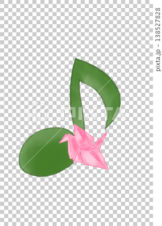 折り鶴の付いた音符 138527828