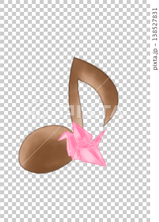 A musical note with an origami crane attached A musical note with an origami crane attached 138527831