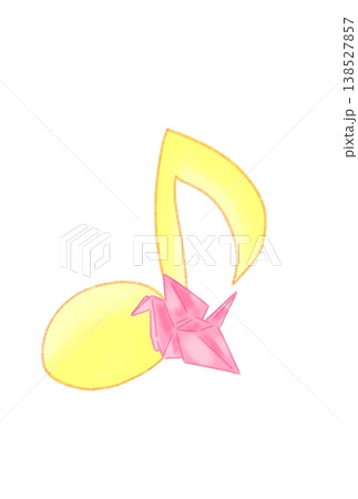 折り鶴の付いた音符 折り鶴の付いた音符 138527857