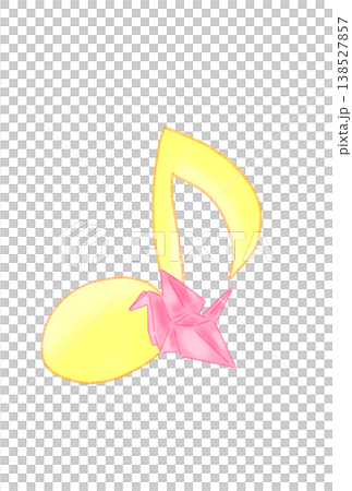 A musical note with an origami crane attached A musical note with an origami crane attached 138527857