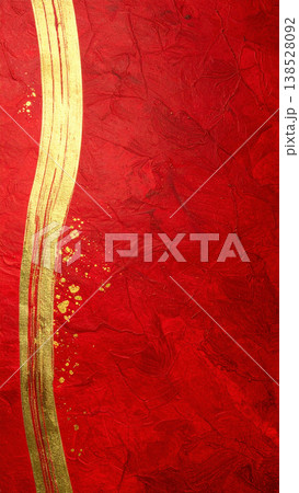 高級感のある赤い和風テクスチャと金色のライン3 138528092