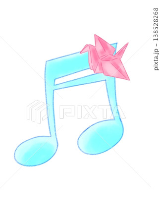 折り鶴の付いた音符 折り鶴の付いた音符 138528268