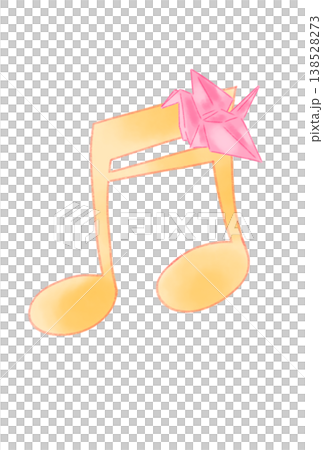 折り鶴の付いた音符 138528273