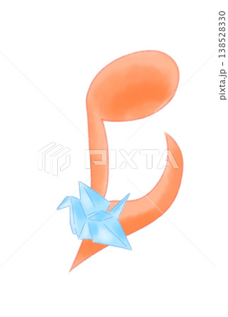 折り鶴の付いた音符 138528330