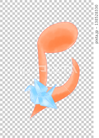 折り鶴の付いた音符 138528330