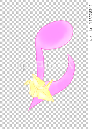 A musical note with an origami crane attached 138528346