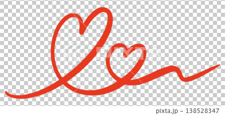 A hand-drawn illustration of a string of hearts 138528347