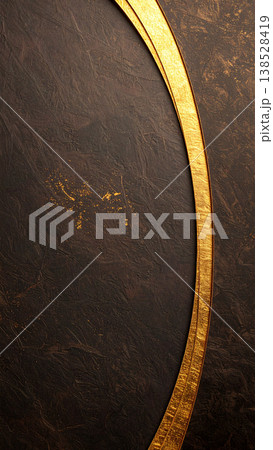 高級感のある茶色の和紙テクスチャに金色のライン7 138528419
