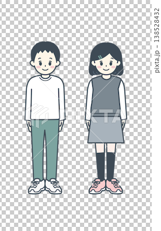 一組描繪小學生(高年級)男孩和女孩的簡單插圖,展現了他們的成長和站姿。 一組描繪小學生(高年級)男孩和女孩的簡單插圖,展現了他們的成長和站姿。 138528432