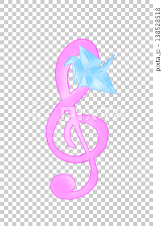 A musical note with an origami crane attached A musical note with an origami crane attached 138528518